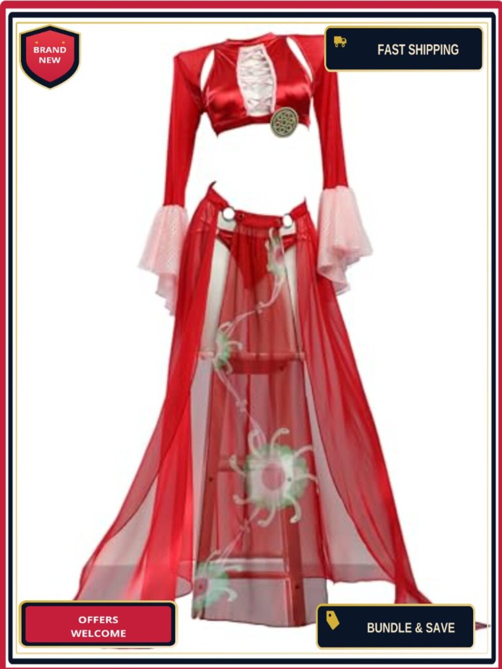 Cosplay Bikini Set with Wrap Skirt Halter Two Piece Swimsuit